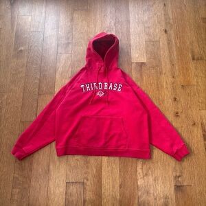 Vintage 90s Hanes Third Base embroidered baseball hoodie